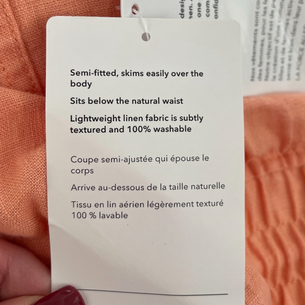 NWT Athleta Cabo 4" Linen Drawstring Shorts Cactus Peach 14 - Picture 10 of 11
